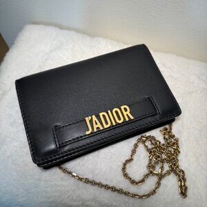 Christian Dior Black J'Adore Wallet On Chain Leather Crossbody Bag W/ HW